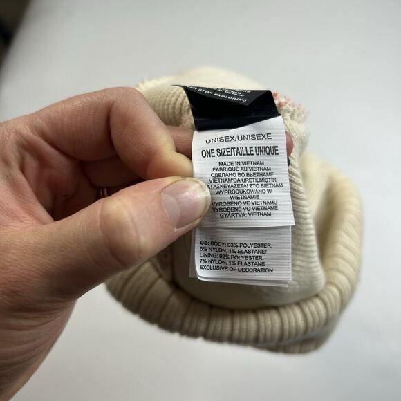 The North Face Pom Pom Beanie Hat Pink Clay One Size Recycling Winter - Picture 6 of 6